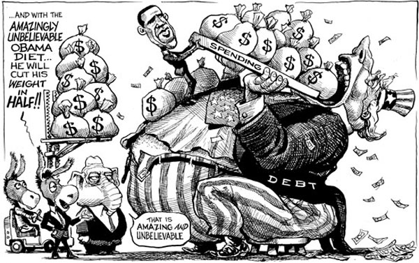 current political cartoons. current-year deficit
